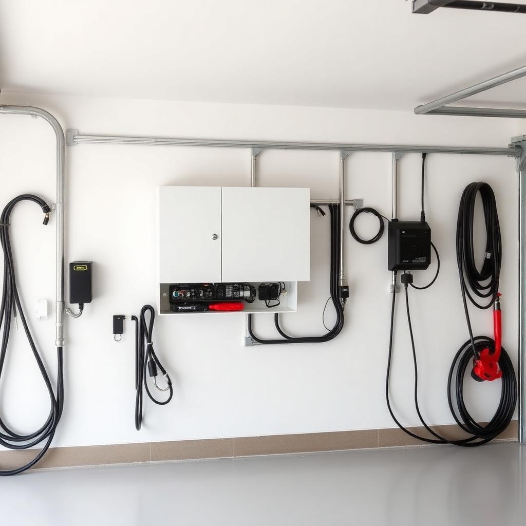Batterie de stockage installée proprement dans le garage